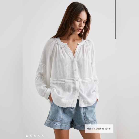 Rails Tops - Rails White Frances Linen Blend Top sz SMALL